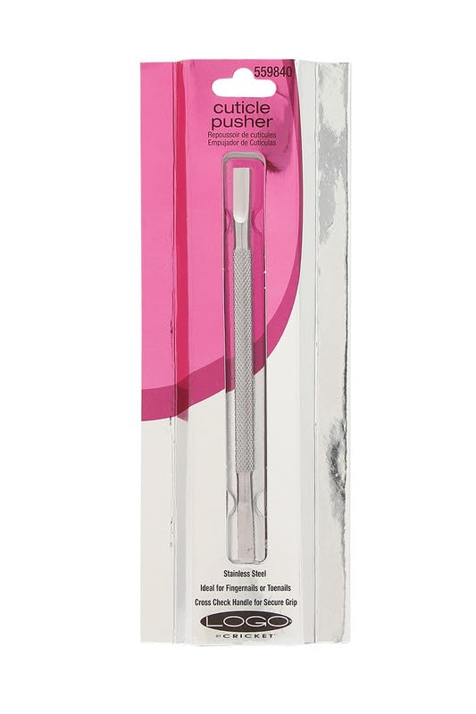 Cricket Logo Cuticle Pusher - Professional Nail Tools, Dual Tip Design for Pushing Back Cuticles and Cleaning Under Fingernails, Durable Stainless Steel with Slip-Resistant Handle - 1 Count