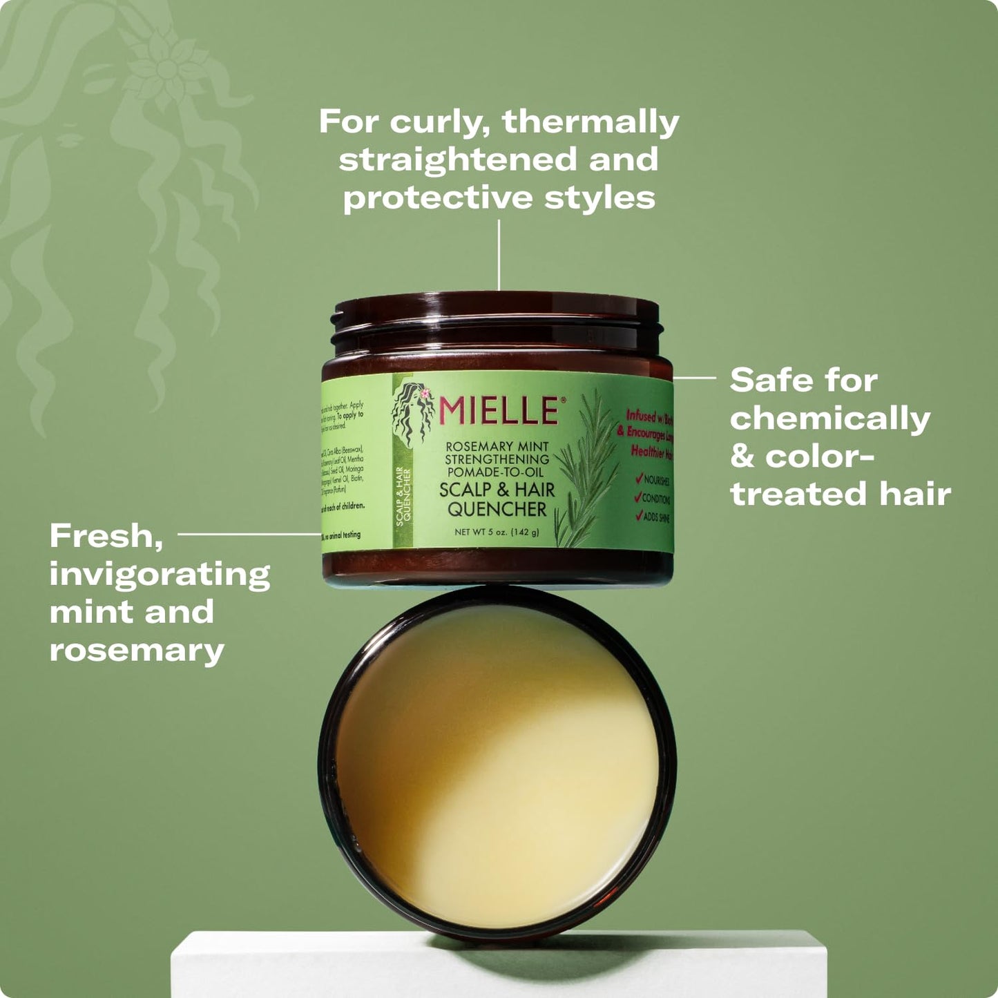 Mielle Organics Rosemary & Mint Hair Pomade for Women & Men - Conditioning Natural Hair Moisturizer to Quench the Scalp, Lock in Wave Patterns, Add Shine & Help Protect Against Dryness (5 oz)