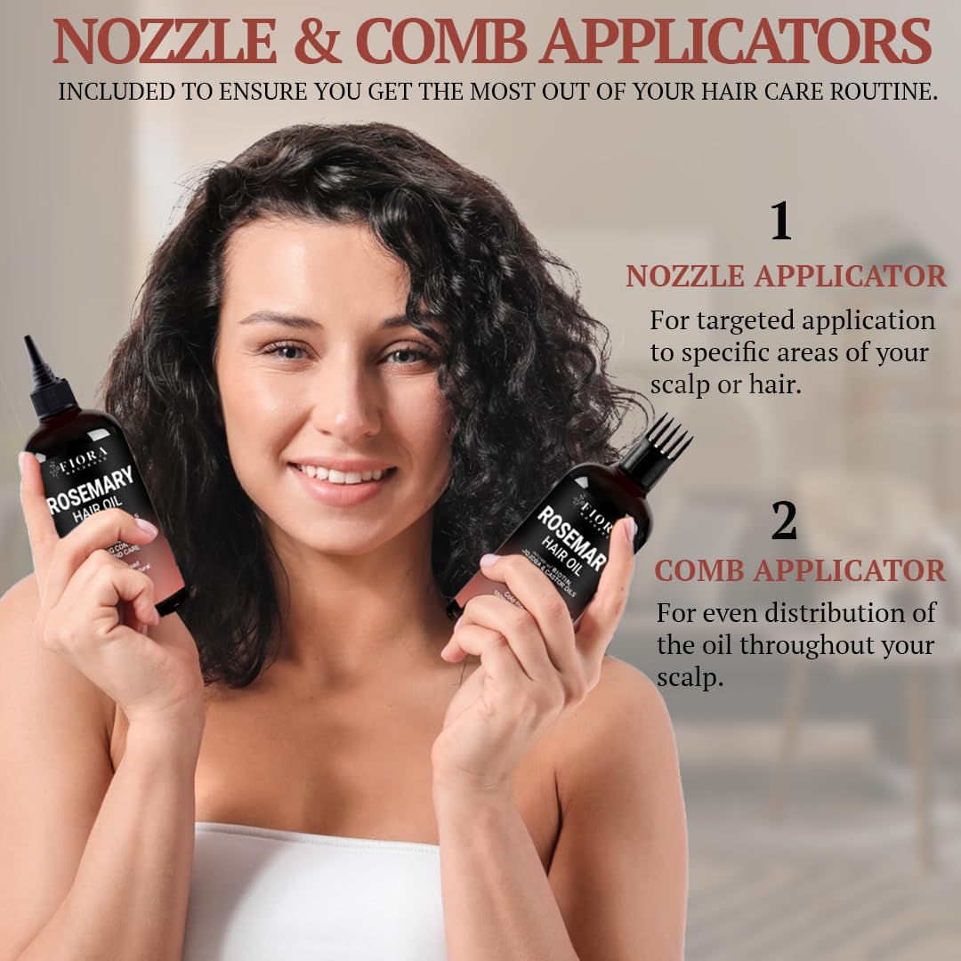 100% Pure Rosemary Oil for Hair Growth, Infused with Biotin, Jojoba & castor Oils - Natural Hair Strengthening Serum, Scalp and Beard Oil, Aceite De Romero Para El Cabello