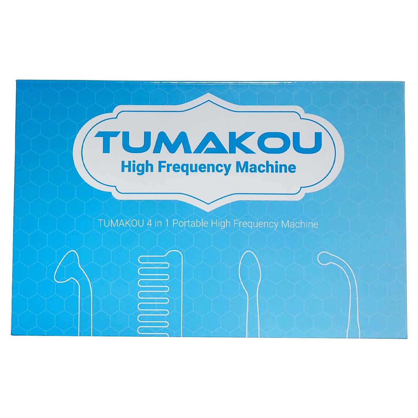 High Frequency Facial Wand - TUMAKOU Portable Handheld Blue High Frequency Facial Machine - 4 Different Blue Glass Tubes for Skin