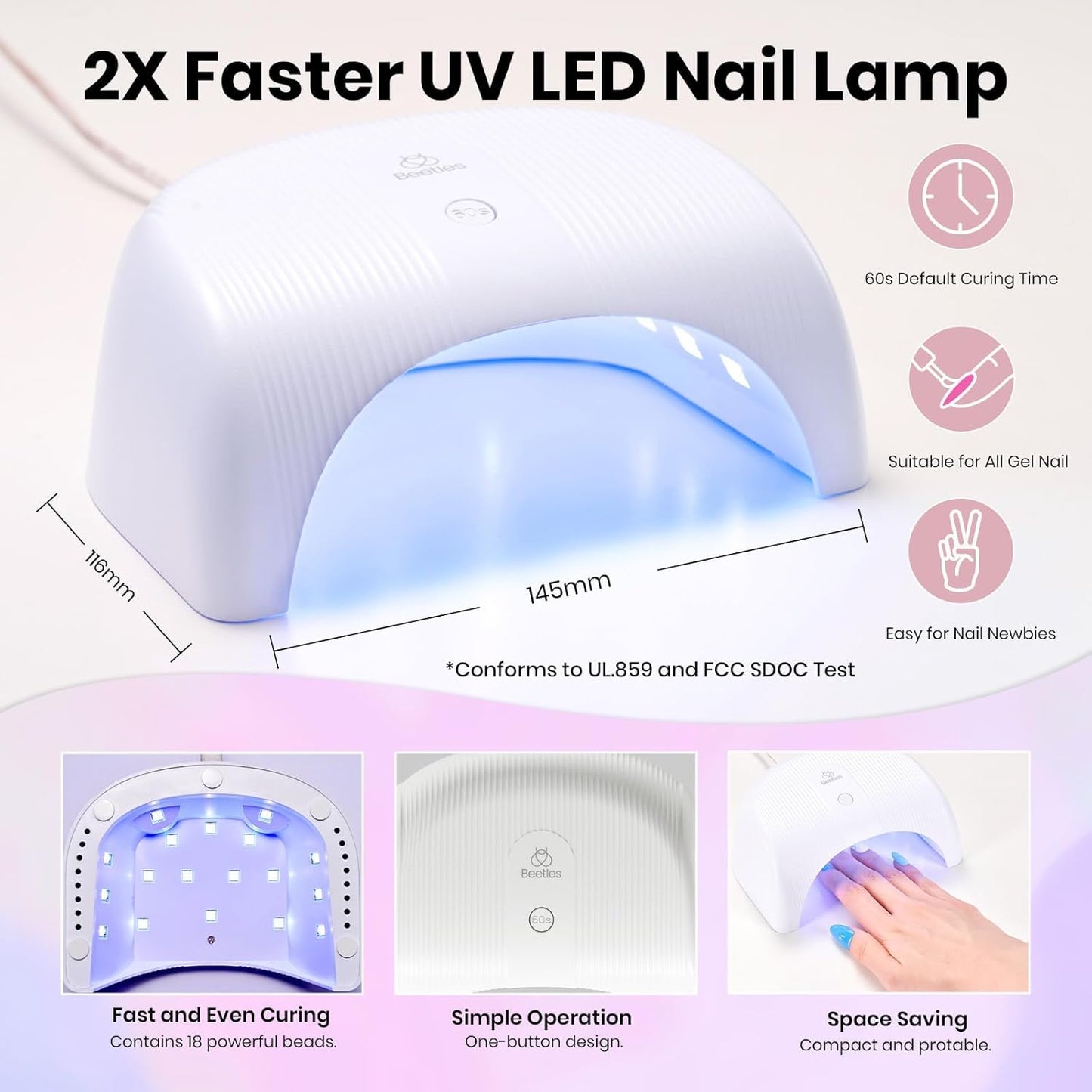 Beetles Gel Nail Polish Kit with U V Light, 55 Colors Gel Polish 81 Pcs Nail Stuff Kit for All Seasons with Base and Matte&Glossy Top Coat Color Enchantment Plus Soak Off Gifts for Women Girls Teen