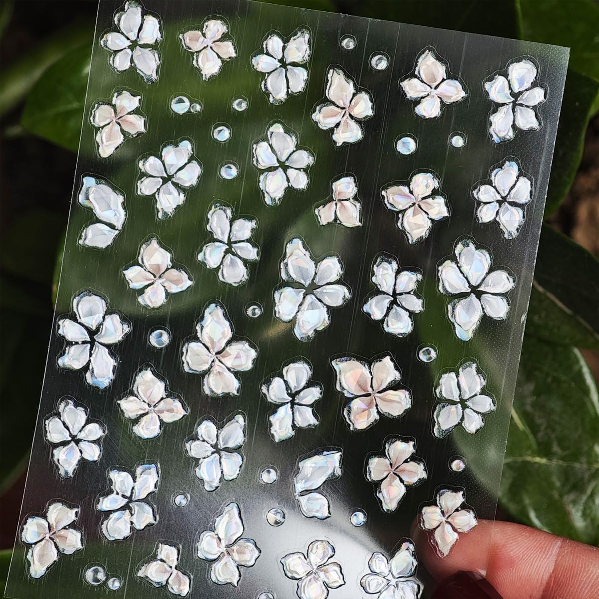 5D Embossed Flower Nail Stickers for Nail Art Quatrefoil Nail Art Stickers Spring Nail Decals Self Adhesive wiyh Design Nail Charm for Women Manicure Supplies Accessories