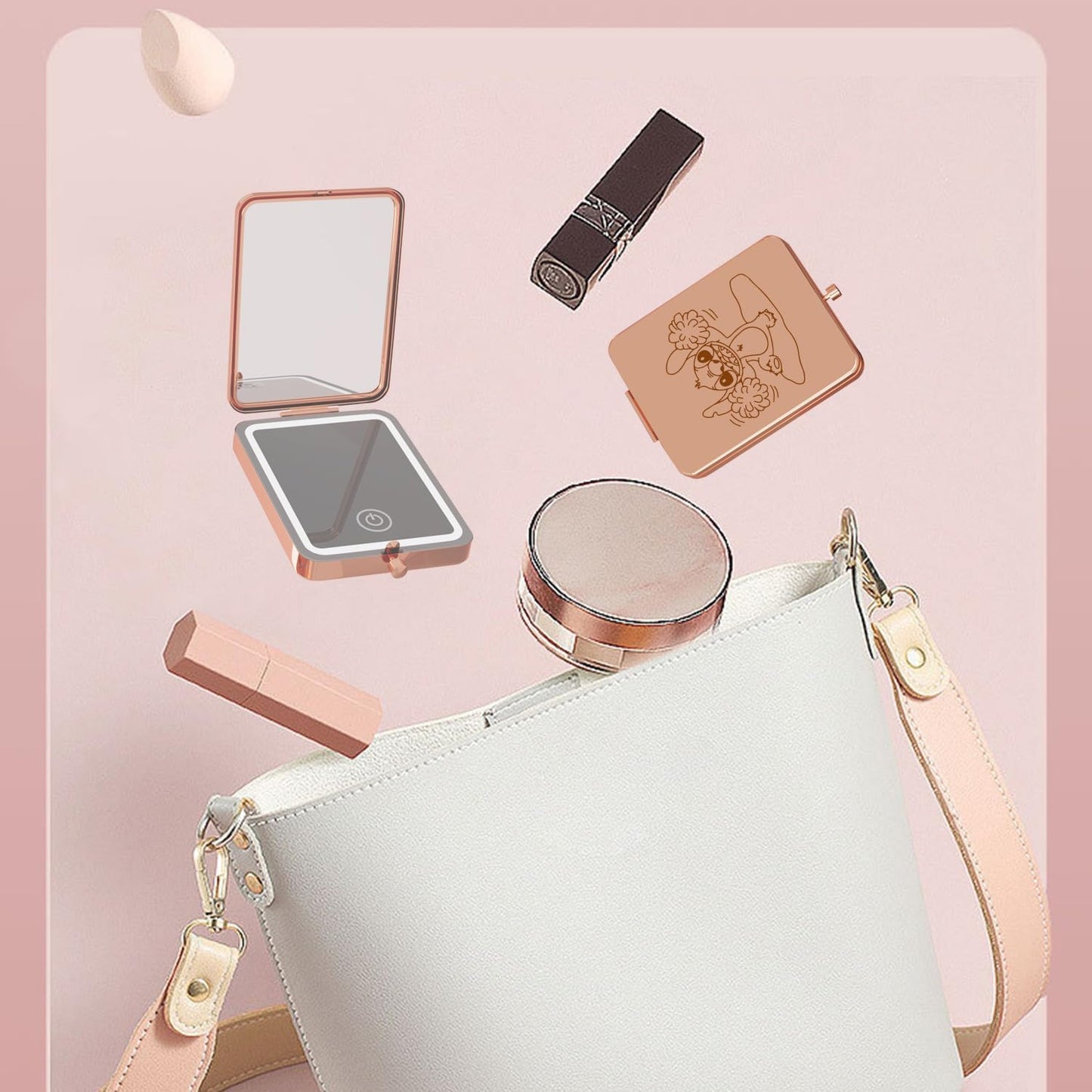 Vanity Mirror with Lights, 3X Magnifying Led Compact Travel Mirrors for Pocket,Purse, Double-Sided Foldable Handheld,Makeup Mirror with Lights, Makeup Vanity Desk Bathroom,Gifts for Women