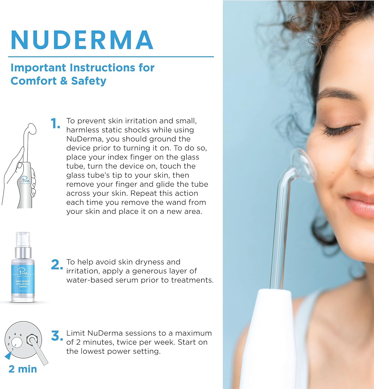 Pure Daily Care NuDerma Clinical Portable Skin Therapy Wand, Machine with 6 Fusion Neon + Argon Wands – Anti Aging - Clarifying - Skin Tightening & Radiance - Wrinkle Reducing