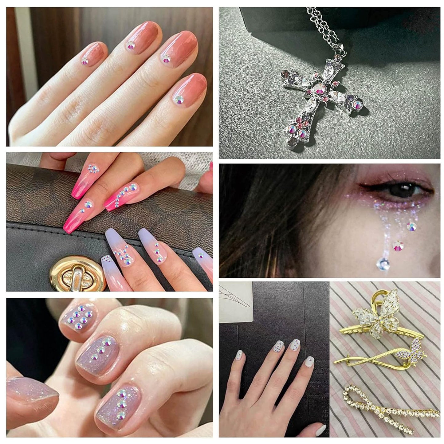 Beadsland 1440 Pieces Flat Back Crystal Rhinestones Round Gems, Transparent AB,SS10,2.7-2.9mm