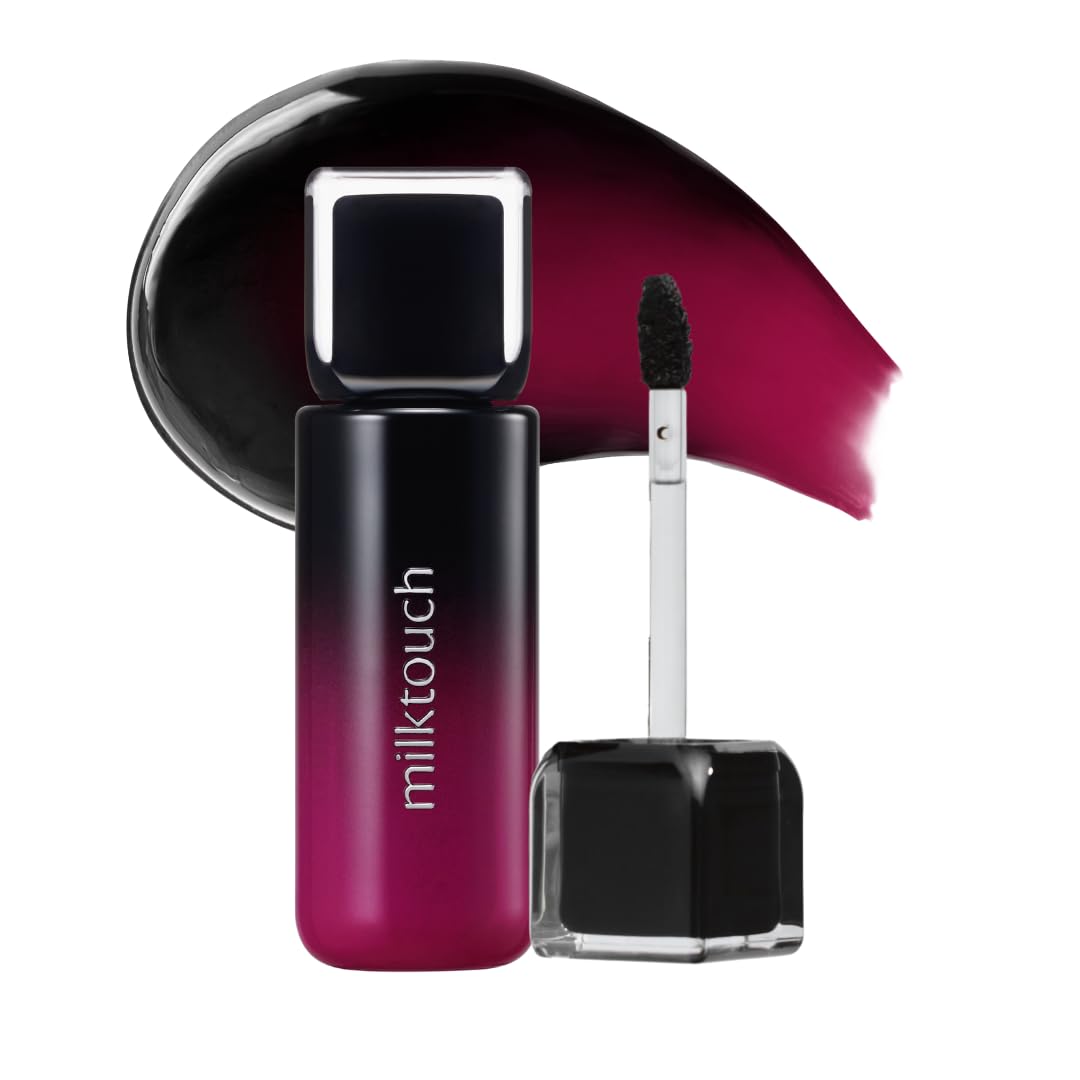 MILKTOUCH Black Peel Off Lip Tattoo - Long-Lasting Matte Lip, Waterproof & Transfer-Proof, Highly Pigmented, Stay-On-All-Day Lip Tint Stain (4.5g) #02 Black Plum