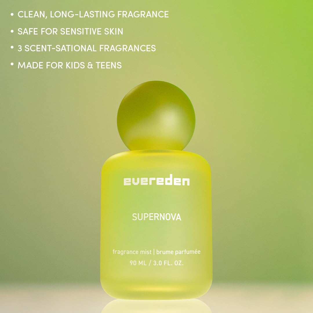 Evereden Fragrance Hair and Body Mist - Supernova: Clean and Vegan Collectible Hair and Body Spray for Teen Girls - Amplify Your Self Expression with Iconic Scents in Aesthetic Bottles