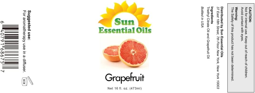 Sun Essential Oils Grapefruit Essential Oil 16oz Bulk for Aromatherapy, Diffuser, Enhance Mood, and Stress Ease
