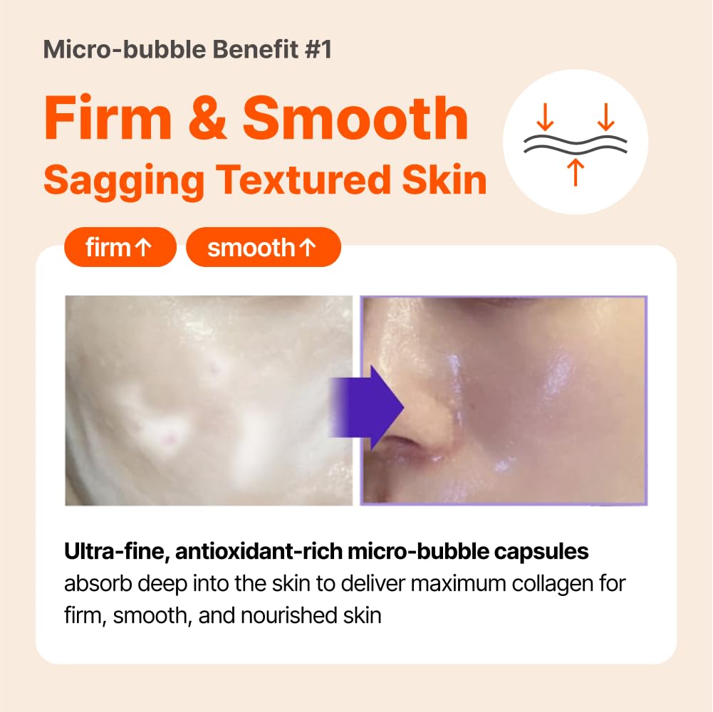MENOKIN 30 Seconds Quick Bubble Mask [LIFT] - [Collagen] & Niacinamide in Micro-bubbles for Anti Aging, Boost Elasticity, Fine Lines, Korean Glass Skin Care Essential, 70 Uses, 3.21 fl.oz