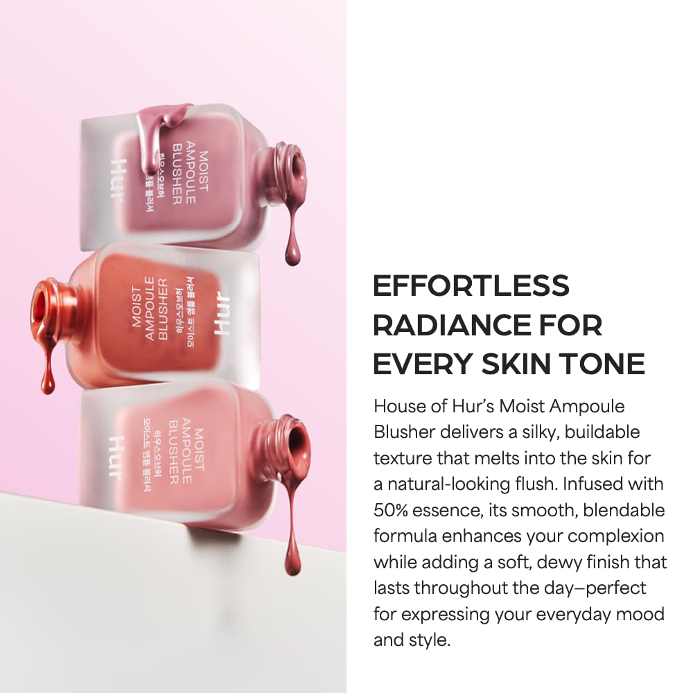 Moist Ampoule Blusher with 50% Moisture Essence | Hydrating & Long-Lasting Blush | 0.68fl.oz (9 Shades) - Pink Rosie