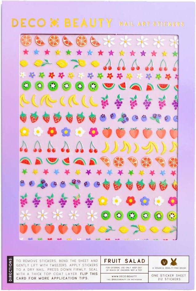 Fruit Salad Nail Stickers - Trendy, Long-Lasting Nail Art Decals – Easy DIY Application for Salon-Quality Manicures