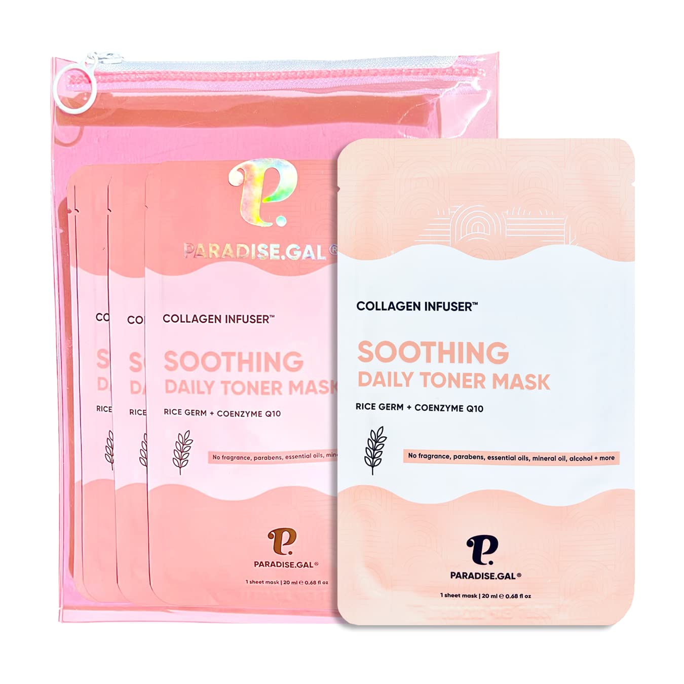 Soothing Face Masks (10-Pack) Korean Skincare Infused with Collagen, Rice, Coenzyme Q10, Niacinamide & Ceramide - Calming Solution for Sensitive Skin