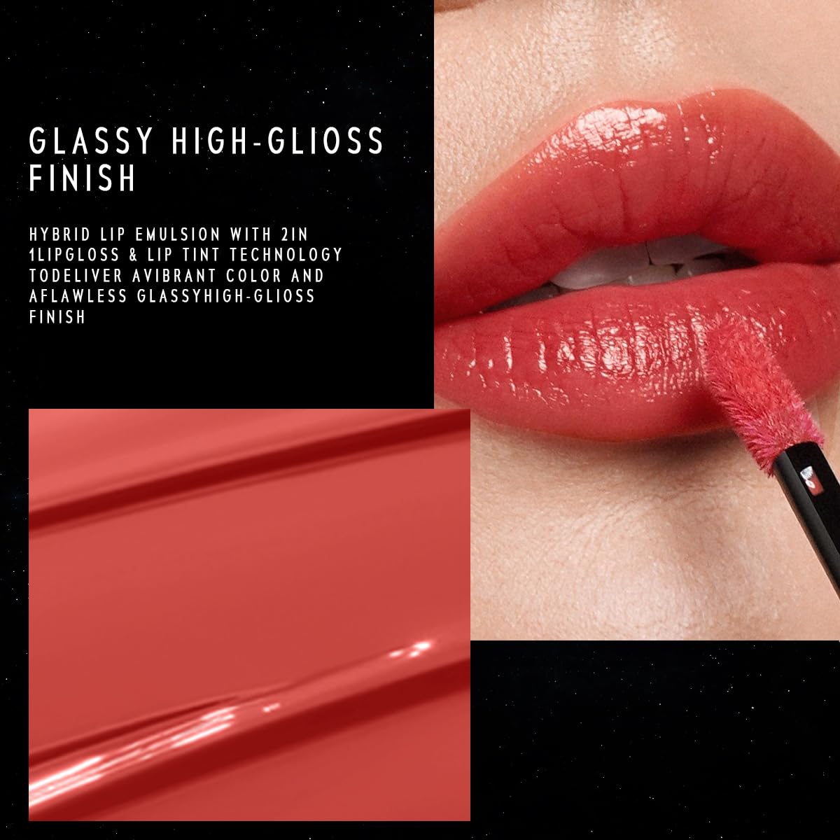 STELLAR DUST LIP STAIN-Long Lasting, Waterproof and Transferproof Lip Tint, Glossy Finish Lip Gloss, Lightweight Lipstick, High Coverage, Vivid Color (07)