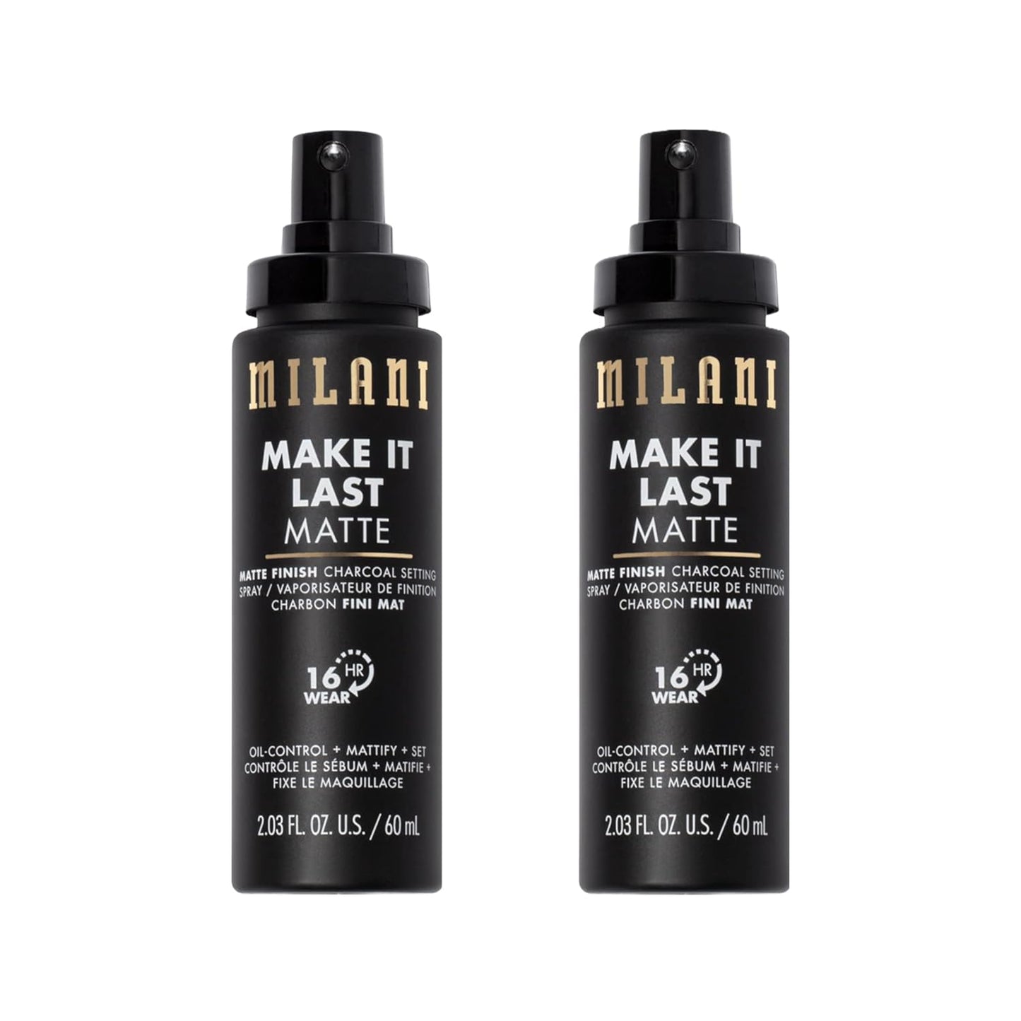 Milani Setting Spray + Primer, Make It Last Matte- Oil Absorbing Charcoal Formula to Control Shine, Matte Finish Setting Spray for Makeup and Primer for Oily Skin, Prime +Correct + Set - 2 Pack