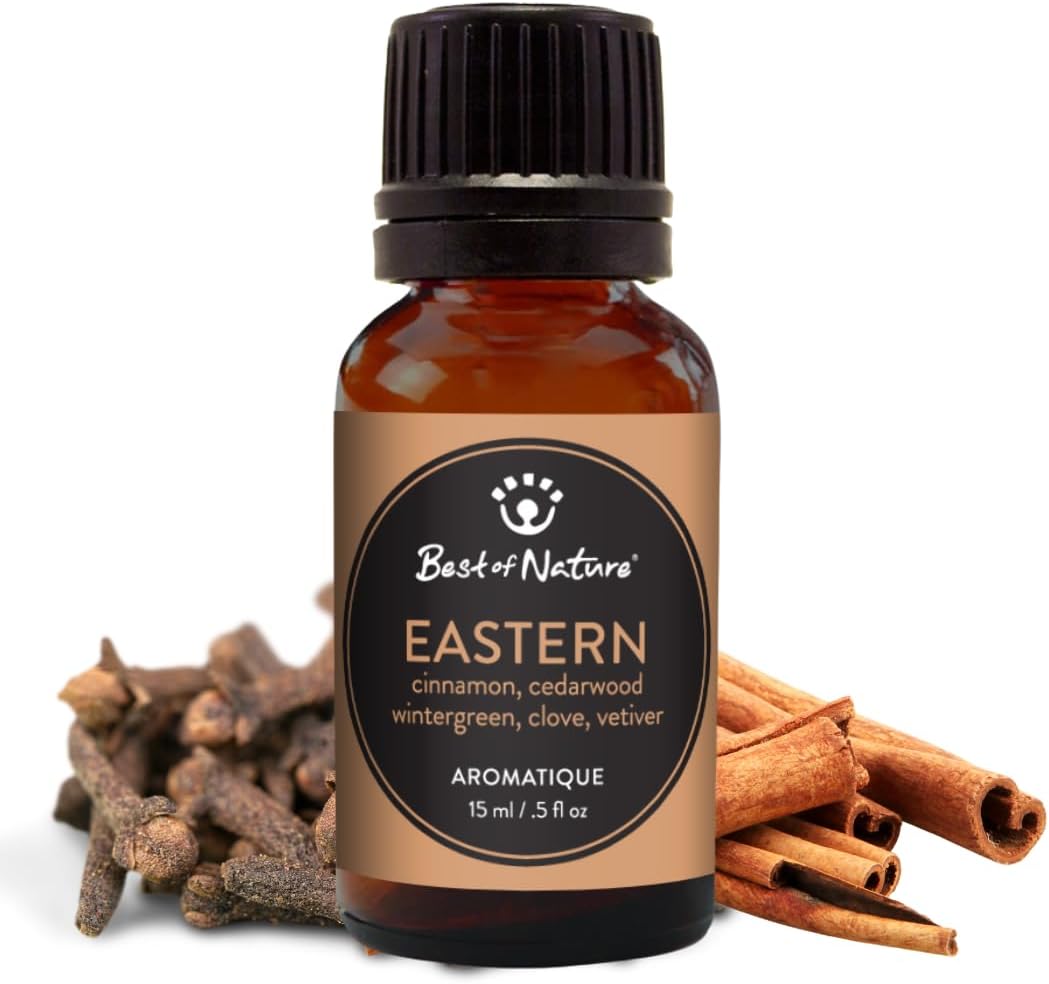 Best of Nature Eastern Essential Oil Blend – 100% Pure for Diffuser, Aromatherapy & Daily Rituals – Spicy, Exotic Aroma with Cinnamon, Cedarwood, Wintergreen, Clove & Vetiver