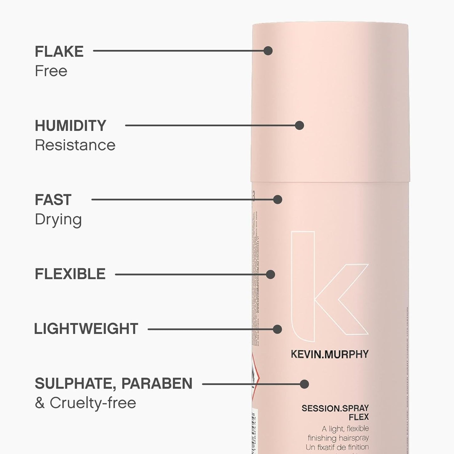 KEVIN.MURPHY SESSION.SPRAY FLEX - Flexible Finishing Hair Spray - For All Hair Types - Lightweight Hold - Humidity Resistant Hair Care - Travel Size - 100 mL / 3.4 fl oz