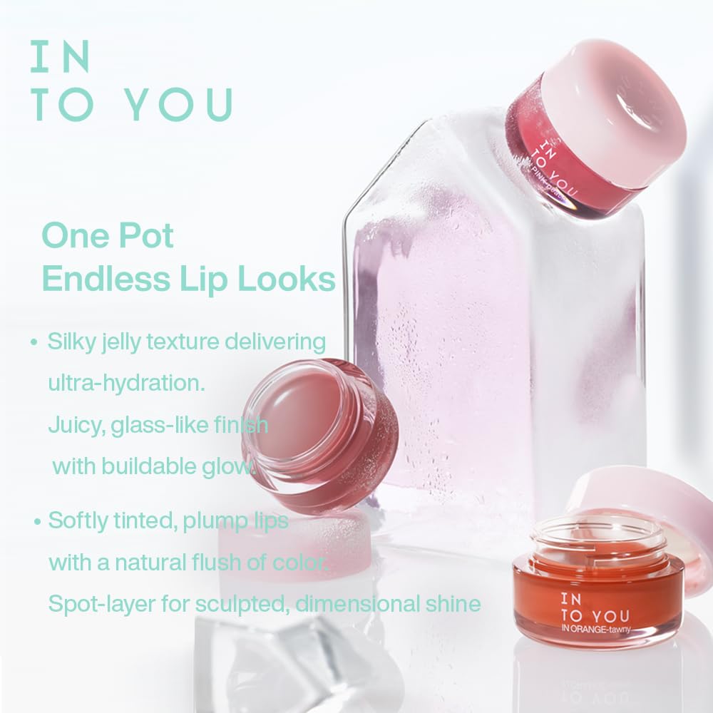 INTO YOU Frozen Glow Lip Balm, Hydrating Lip Gloss, Shine Finish, Nourishing Sheer Tint Pudding Pot with Vitamin E and Seed Oil, Plumping, Moisturizing Lip Makeup, 0.18oz, FB06 Cherry Juice