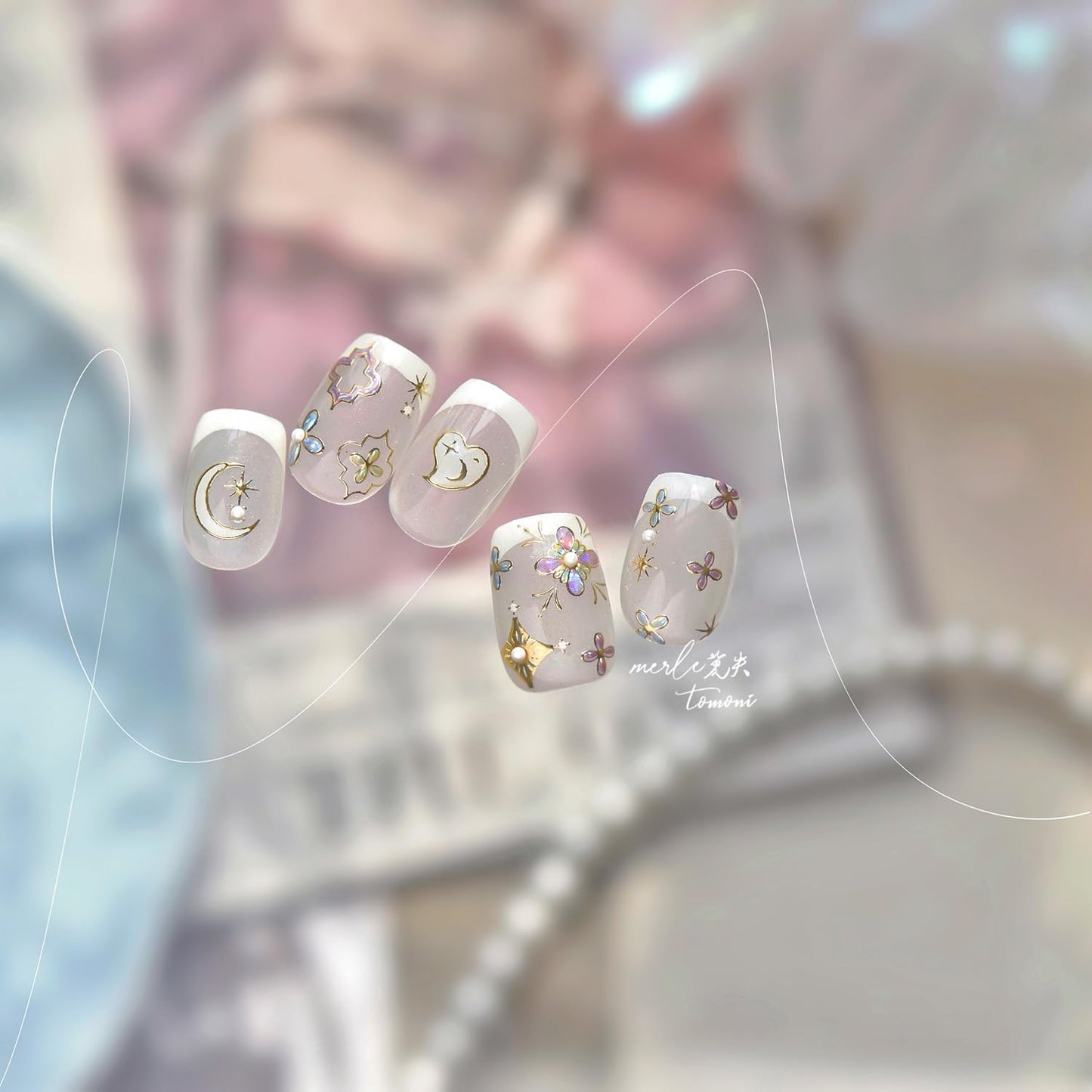 Flower Nail Stickers for Nail Art Flowers Nail Art Stickers Cute Floral Star Crystal Diamond Style 5D Embossed Nail Decals Self-Adhesive Nails Supply Manicure Sliders for Nails Decoration