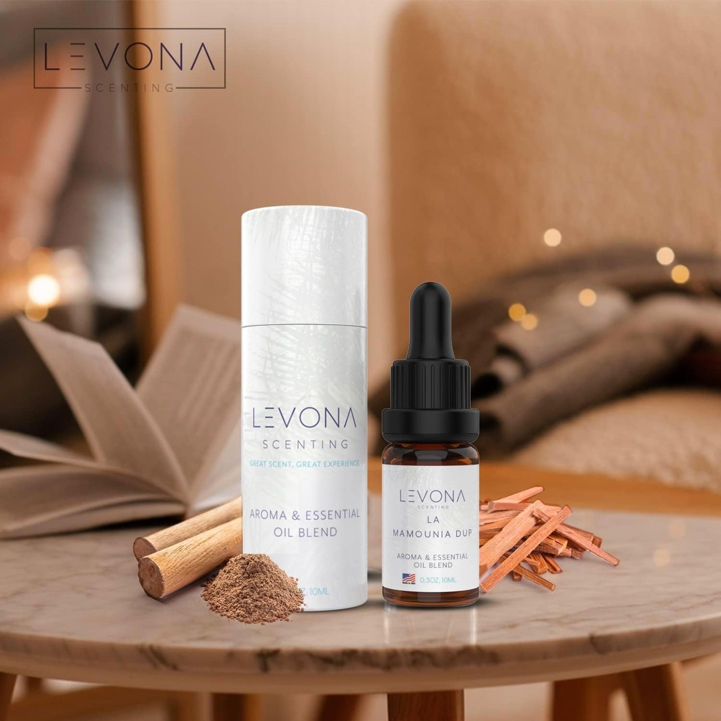 Levona Scent Essential Oils - Scents for Home, Hotel & Office Use - Perfect for Home Diffuser & Humidifiers - Aroma Fragrance Oil, Ideal for Massage, Relaxation, and Spa - La Mamounia Dup, 10ml