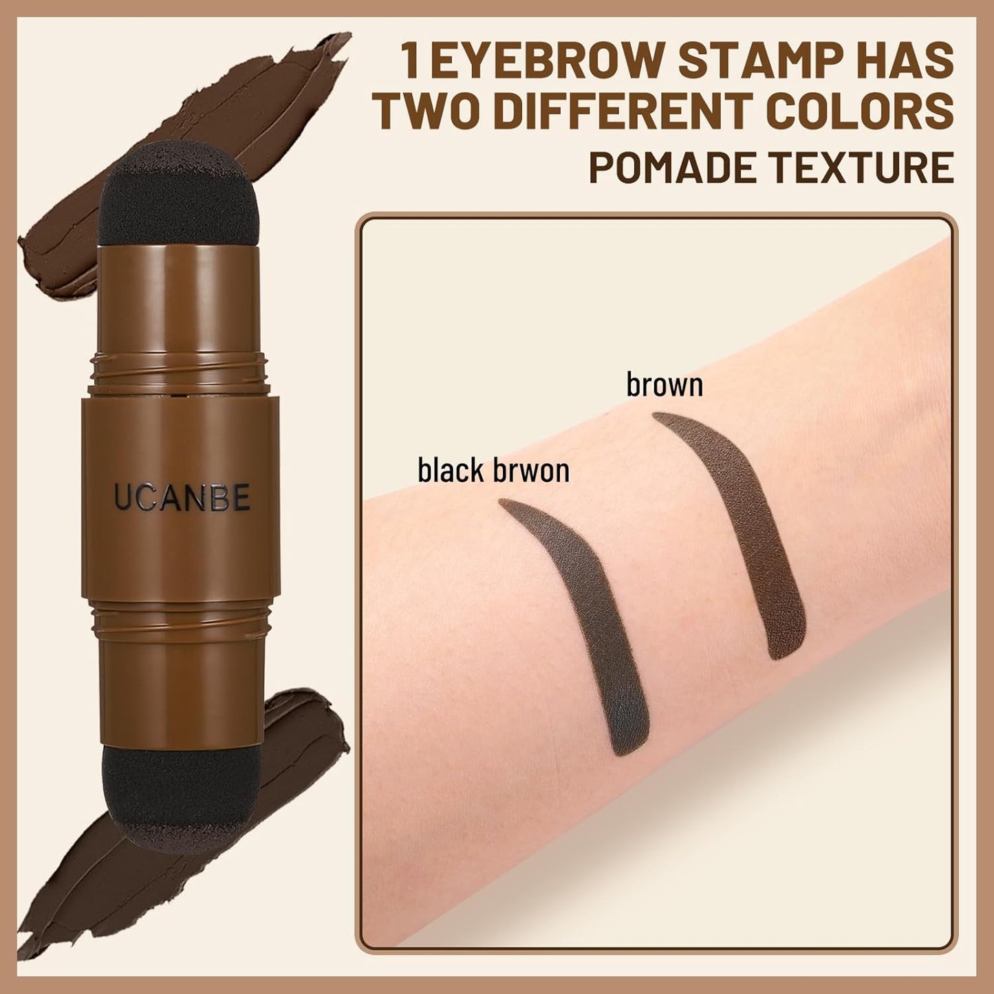 UCANBE 25PCS Eyebrow Stamp Stencil Kit With Dual-Color Eyebrow Stamp Pomade,20 Reusable Eyebrow Stencils,Finising Powder,Brush,Eyebrow Razor,Zipper Pouch,Waterproof Eye Brow Stamping and Shaping Kit05