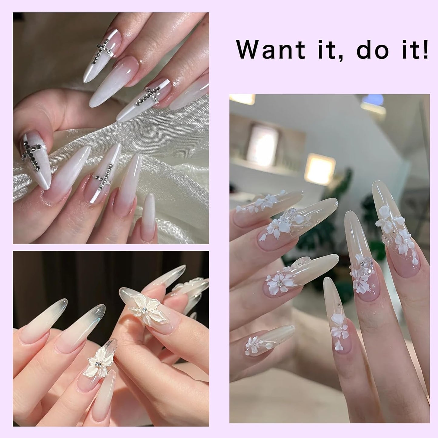 Acrylic Nail Kit for Beginners: 3 Colors 28g Nude Clear White Acrylic Nail Powder Professional Gel Glue - 1Oz Large Capacity Acrylic False Set witn 60ml Liquid and Brush Nail Forms Tools