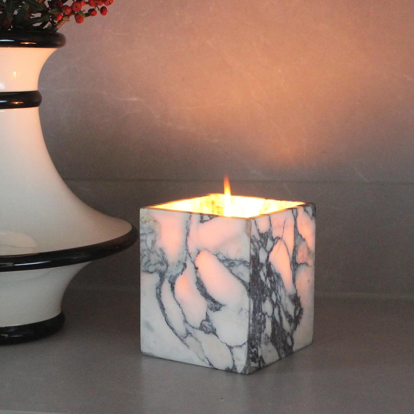 Genuine Calacatta Viola Marble Toothbrush Holders for Bathroom, Natural Marble Makeup Brush Holder Countertop Organizer