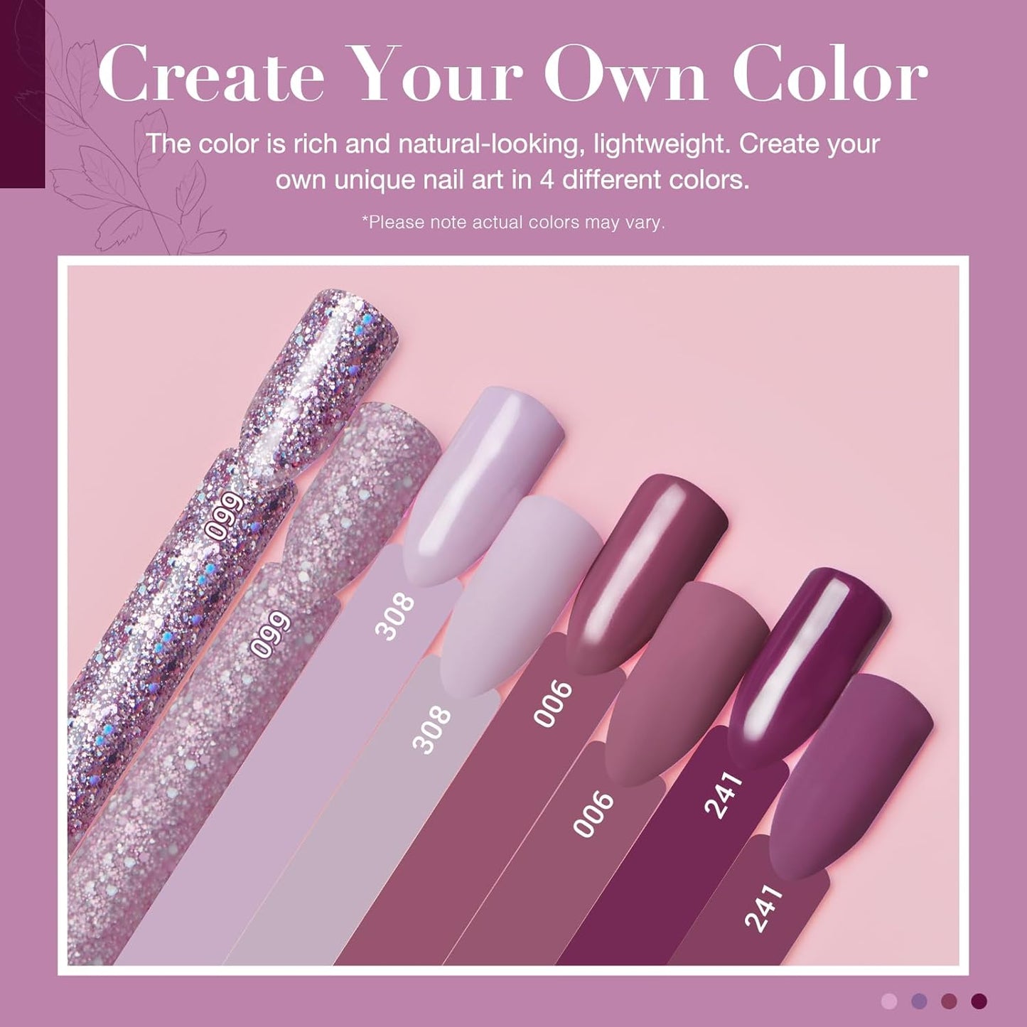 AZUREBEAUTY Dip Powder Nail Kit Dark Purple Lilac Purple Glitter 4 Colors Dip Liquid Set with Base/Top Coat Activator for French Art Manicure DIY Gift