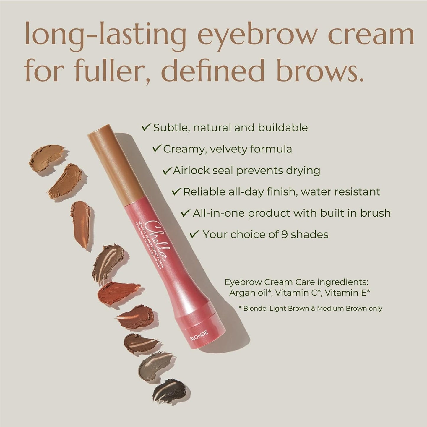 Chella Eyebrow Cream, Elegant Ebony - Vegan, Cruelty Free, Paraben Free, Gluten Free Eyebrow Pomade Makeup - Long Wearing, Velvet Consistency, Water Resistant