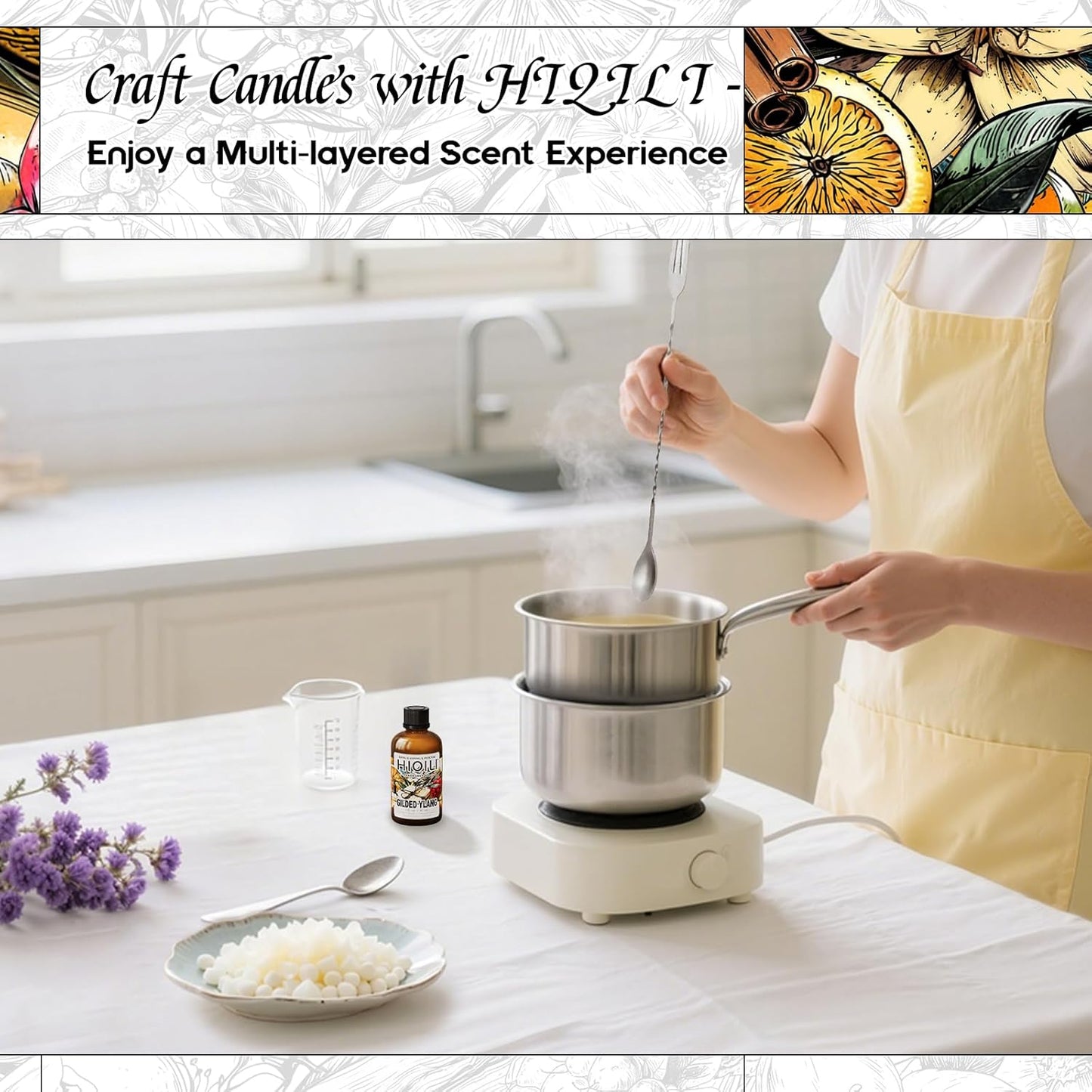 HIQILI Gilded Ylang Fragrance Oil for Making Candle, Inspired by Di's J'Adore, Car Air Freshener, Luxury Scents for DIY Women Perfume - 1 Fl Oz