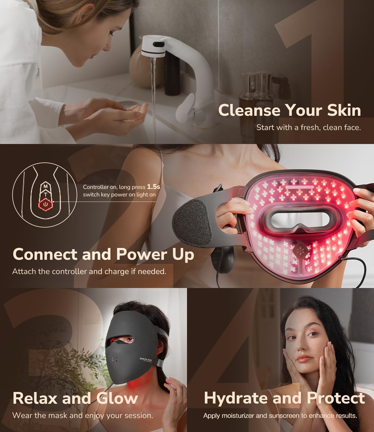 JOVS LED Light Therapy Face Mask, Wireless Red Light Therapy for Face, Portable Skin Care Beauty Device Intelligent Beauty Solution at Home