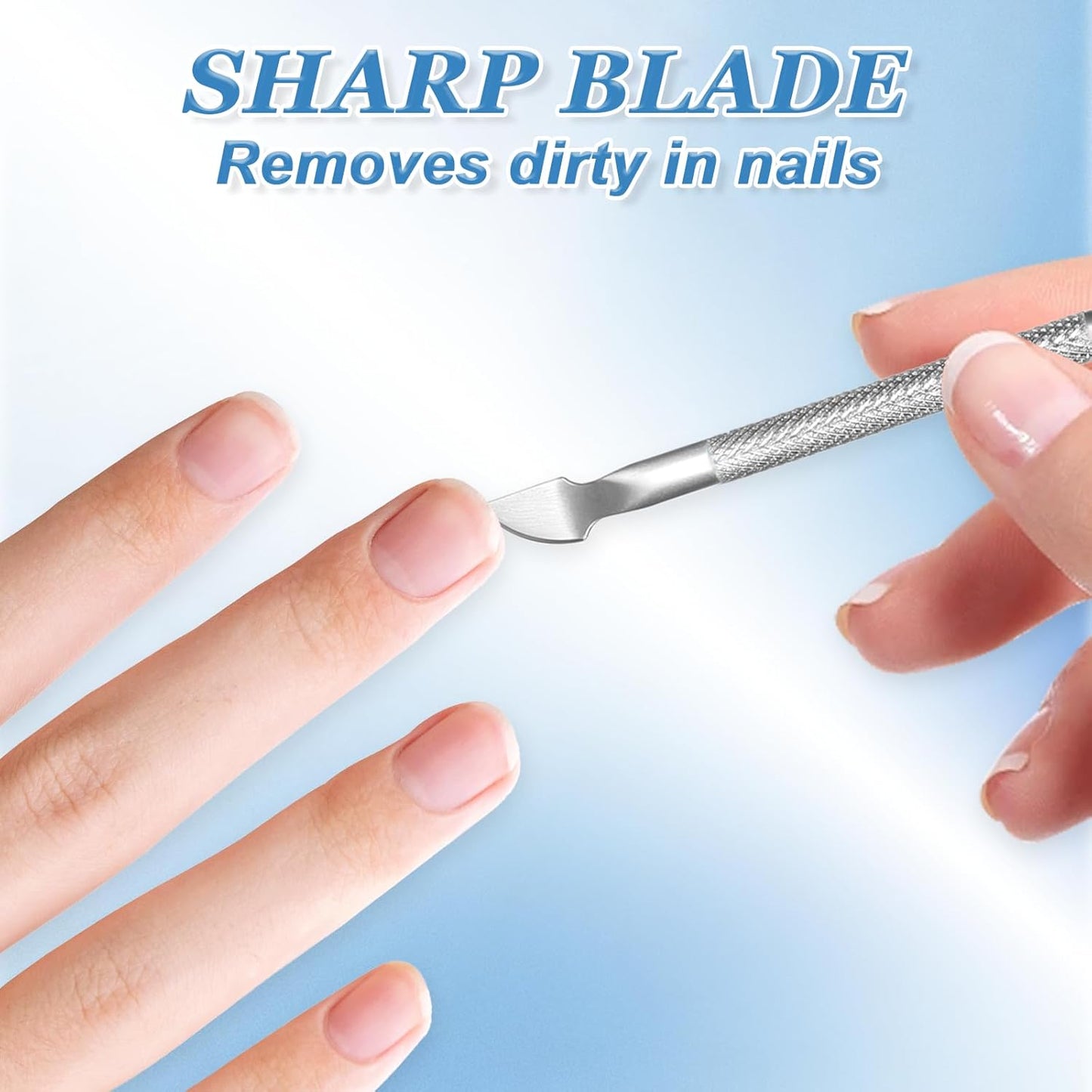 5 Pcs Dual Head Cuticle Pushers,Metal Cuticle Pusher and Scraper Stainless Steel Nail Scraper Nail Cleaner Tool Care Tool for Professional Salon & Home Manicure