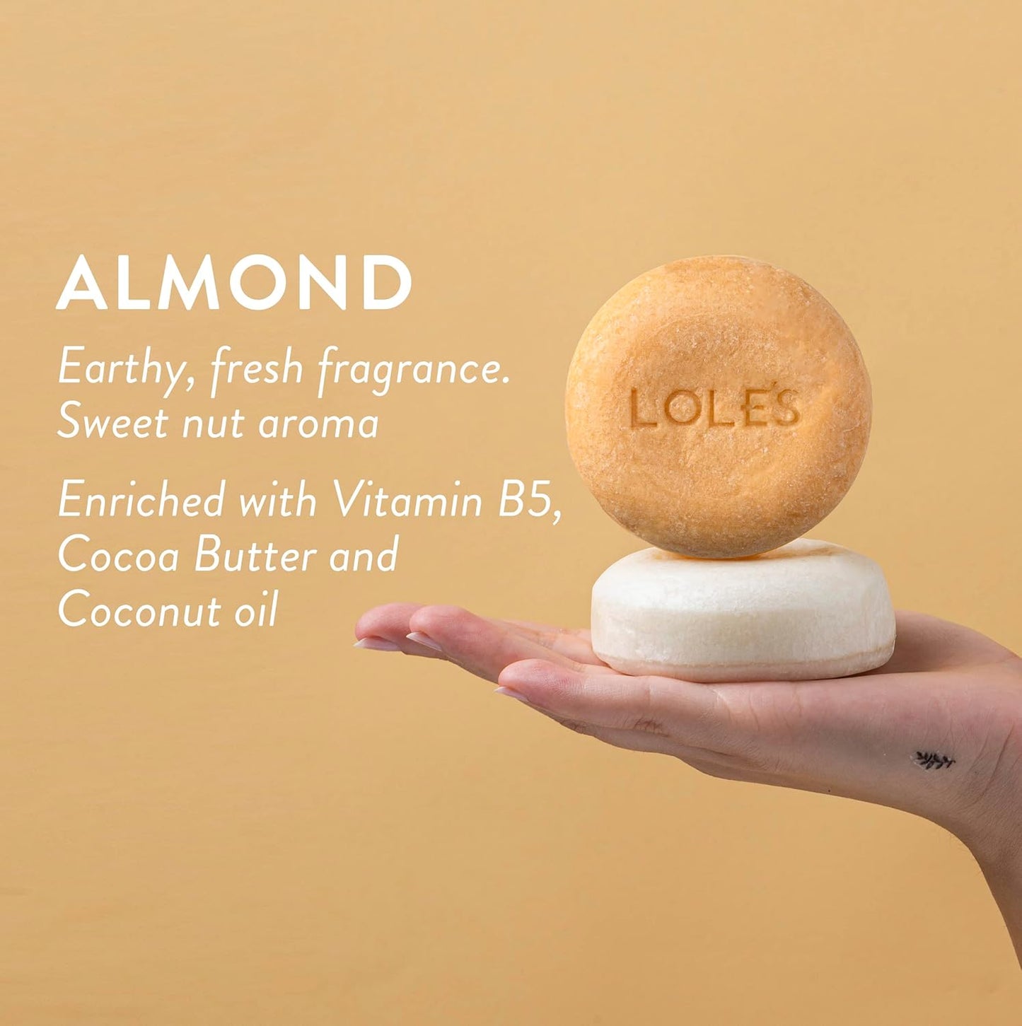 LOLE'S 2 in 1 Almond Oil Shampoo & Conditioner for Color Treated & Dry Hair, Travel Size, 99% Natural Origin, Silicone Free, 3.5Oz