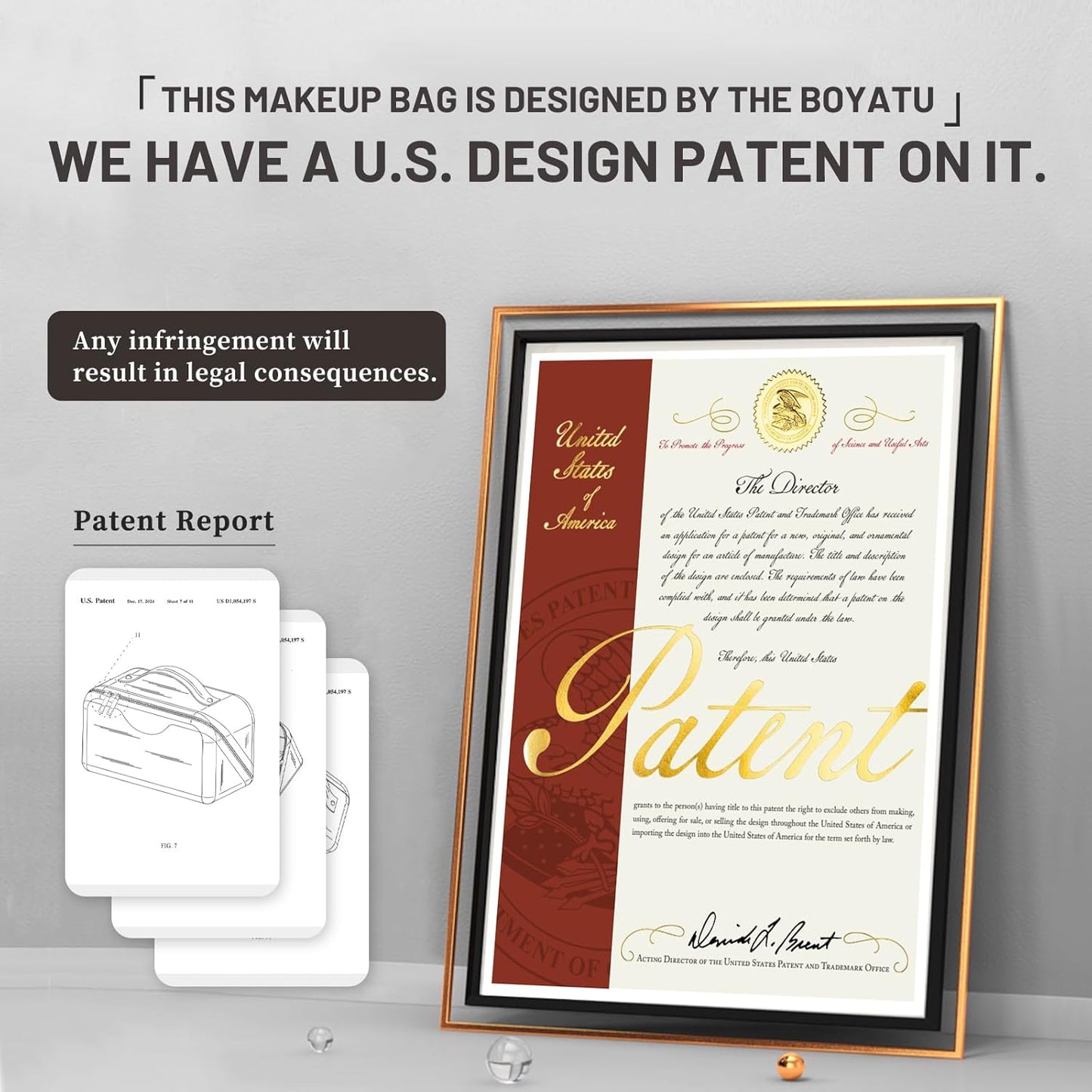 BOYATU Travel Makeup Bags Cosmetic Organizer Bag: 3-Set Large Capacity Make up Bag - PU Leather Toiletry Bags for Women - Wide Open Portable Pouch with Divider & Handle (02-Light Brown)