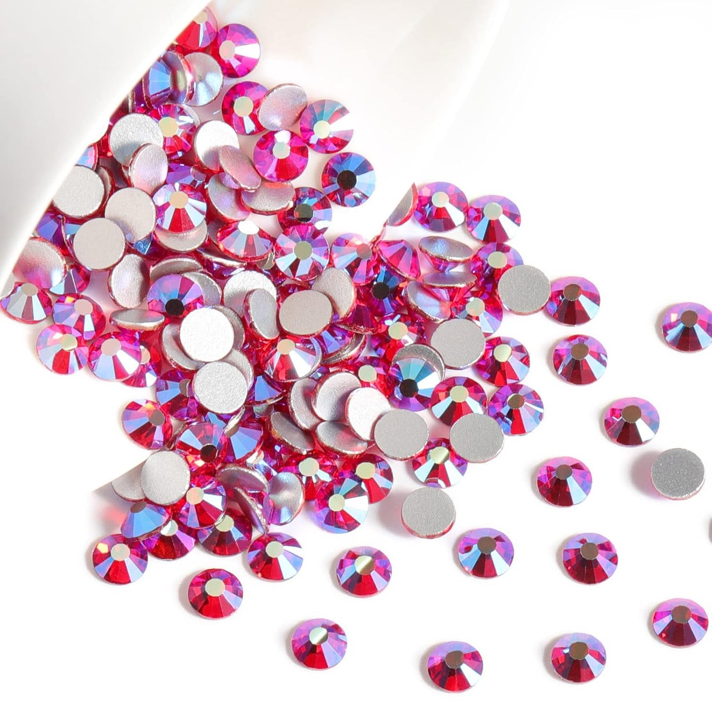 Beadsland 1440 Pieces Flat Back Crystal Rhinestones Round Gems,Light Siam AB,SS10,2.7-2.9mm