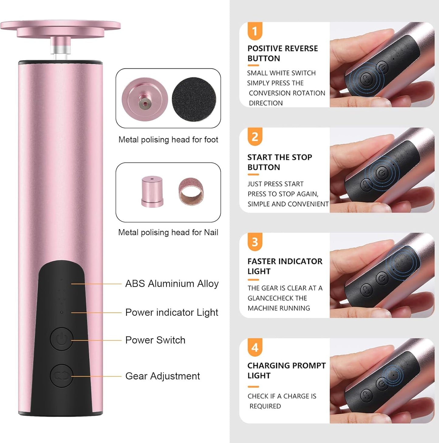 ele ELEOPTION Electric Callus Remover for Feet Electric Foot File Nail Grinder 6 Speed Adjustable Rechargeable Professional Foot Sander Pedicure Tool for Feet Dry Dead Skin Pink