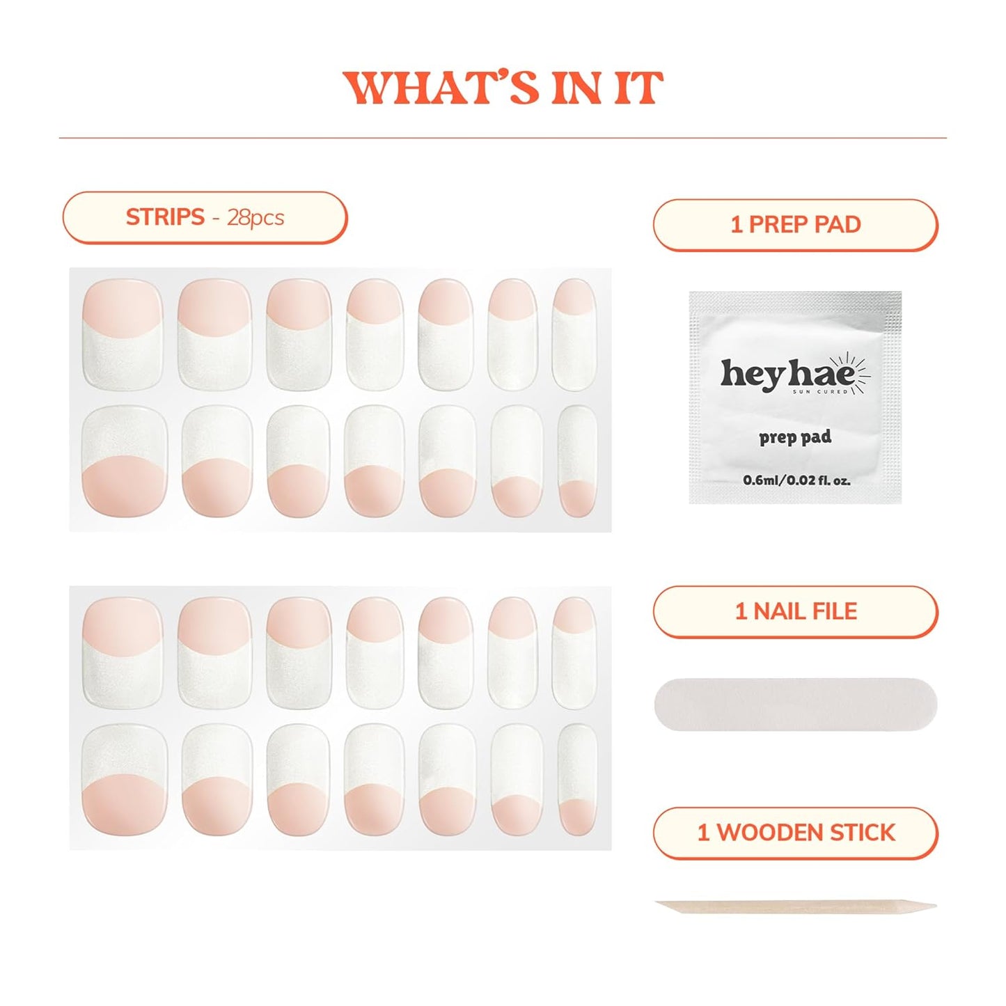 Semi Cured Gel Nail Strips | No LED Lamp Needed | French, Pink, Spring | Easy Apply & Remove, Salon Quality | Includes 28 Strips, 1 Prep Pads, Nail File & Wooden Stick - Hey, Dinner at 6?