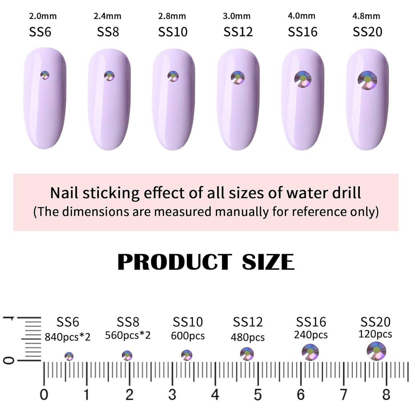 4240Pcs lt.Amethyst AB Flatback Rhinestones 6 Sizes Crystal Diamonds for Nail Art Crafts Clothes Shoes with Tweezers and Picking Pen