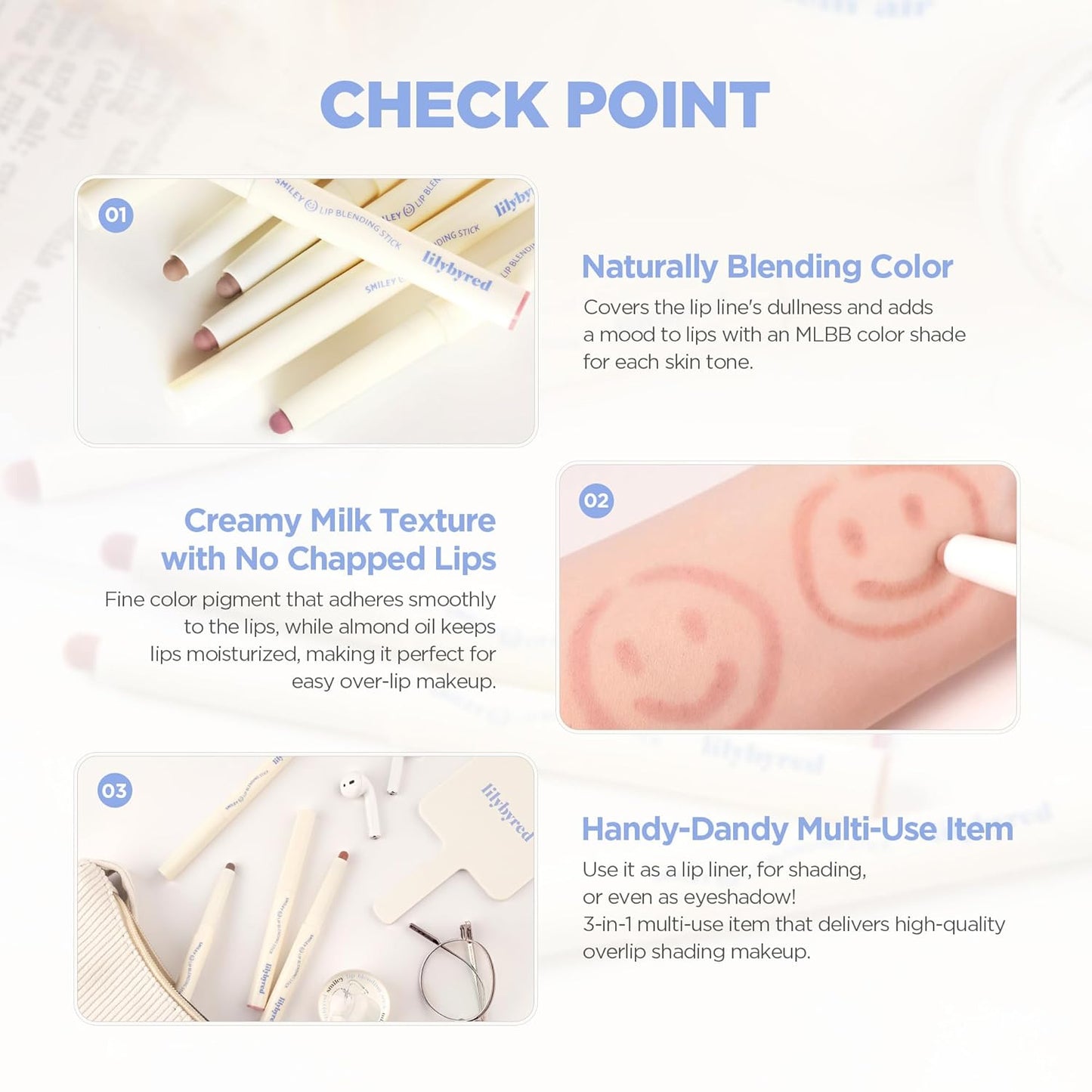 lilybyred Smiley Lip Blending Stick | Korean 3-in-1 Multi-Use Lip Liner, Smooth Creamy Texture, Long-Lasting Matte Finish, Soft Blur Effect, Precision Contour Pencil, 0.028 oz. (02 Laugh with Me)