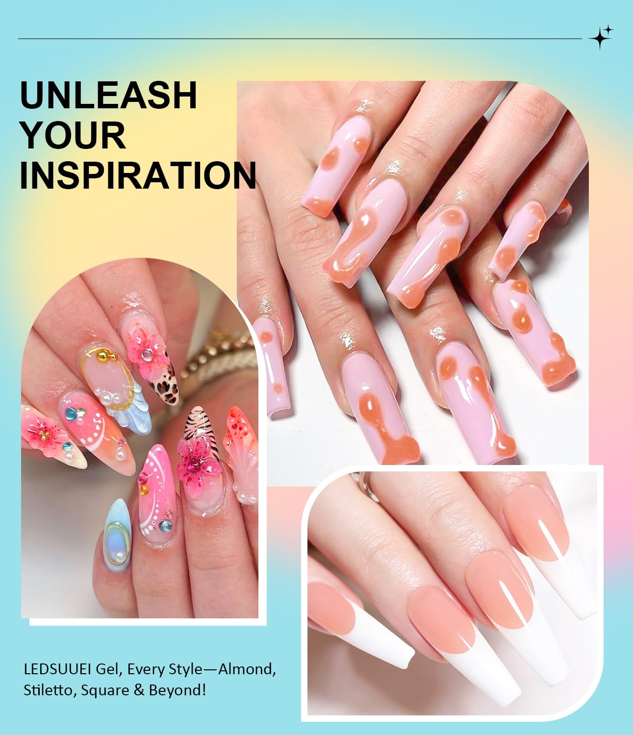 Solid Builder Gel for Nails LEDSUUEI - 2 Color Clear Nude 3D Nail Gel Sculpting Non-Sticky Hand Carving Glue Extension for Manicure Salon Home Decoration DIY 20g