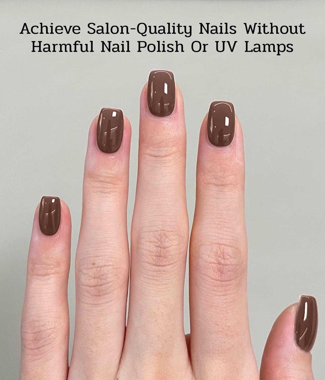 Nail Polish Strips - 22 Pcs Salon Quality Gel Nail Stickers - Long Lasting Wraps (Milk Truffle Brown)