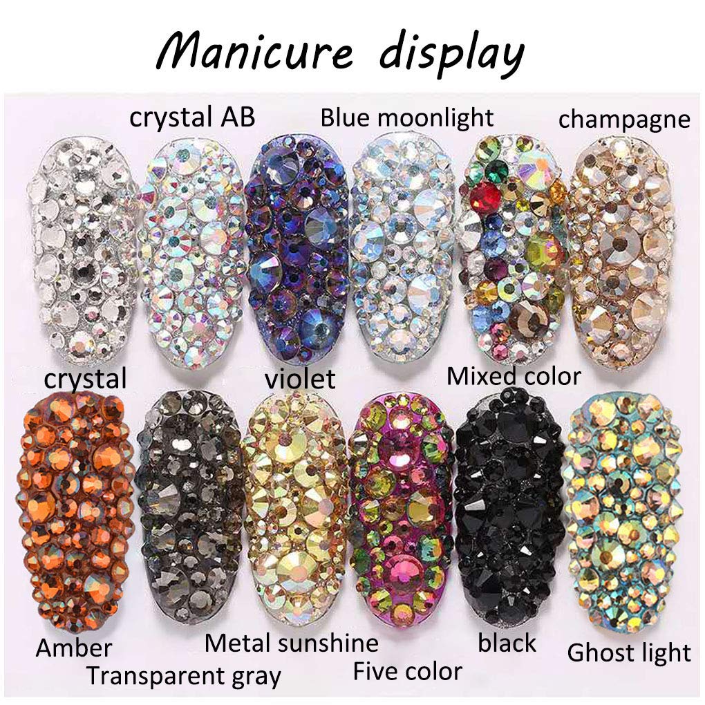 Rhinestones flat back gems round DIY decorative Nail Face and apparel accessories ss3-20 mix size(4320pcs blue moonlight)