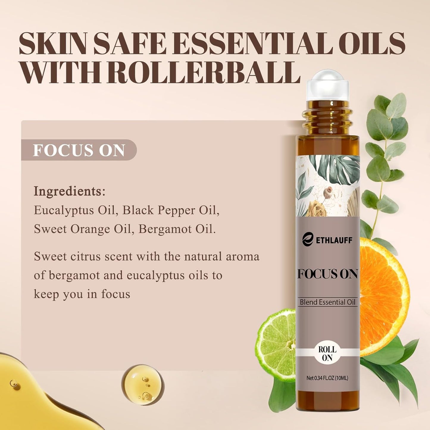 Focus on Essential Oil Roll On Blend, Relaxation Gifts for Women & Men - Head Comfort, Mood Booster, and Restful Sleep - Great Stocking Stuffer