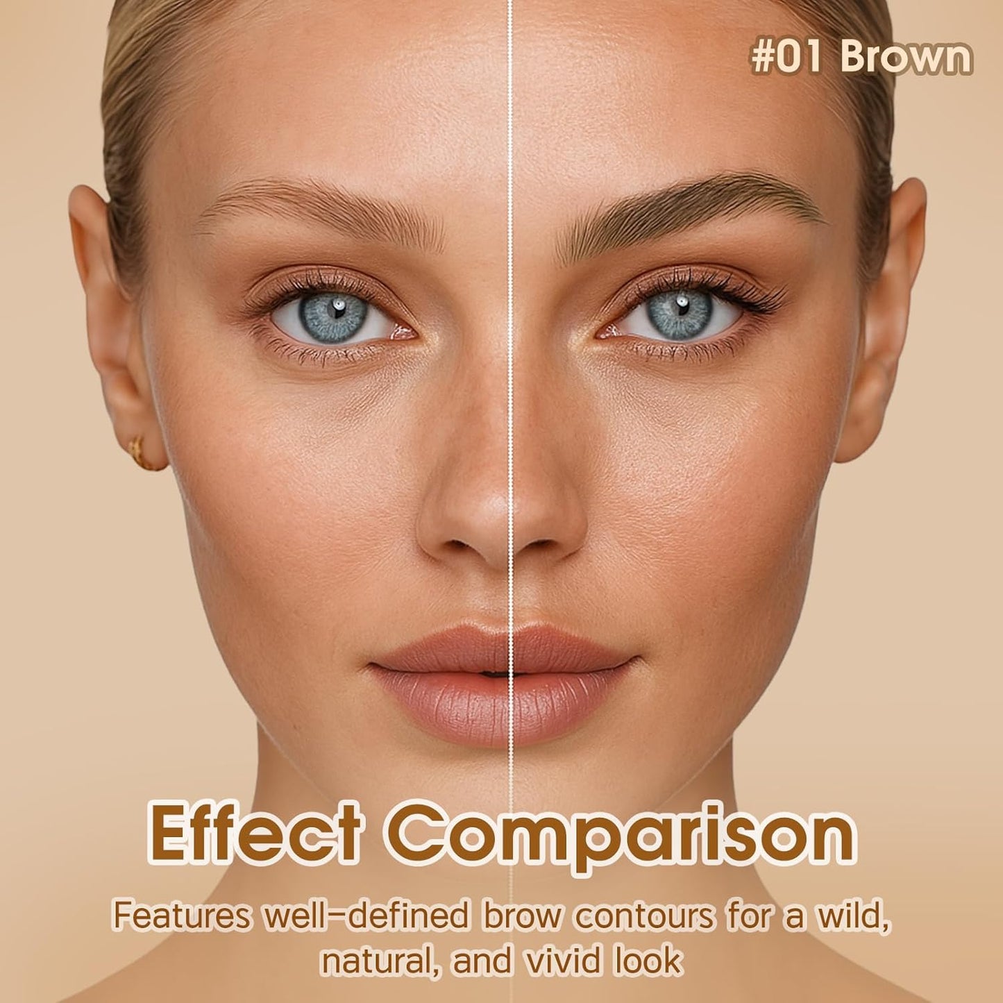 Microblading Brow-Fection Brow Eyebrow Pencil – Angled Brush Tip, Wild Natural Hair-Like Strokes, Patented Design, Long-Lasting & Smudge-Proof, for Beginners & Pros(01 Brown）