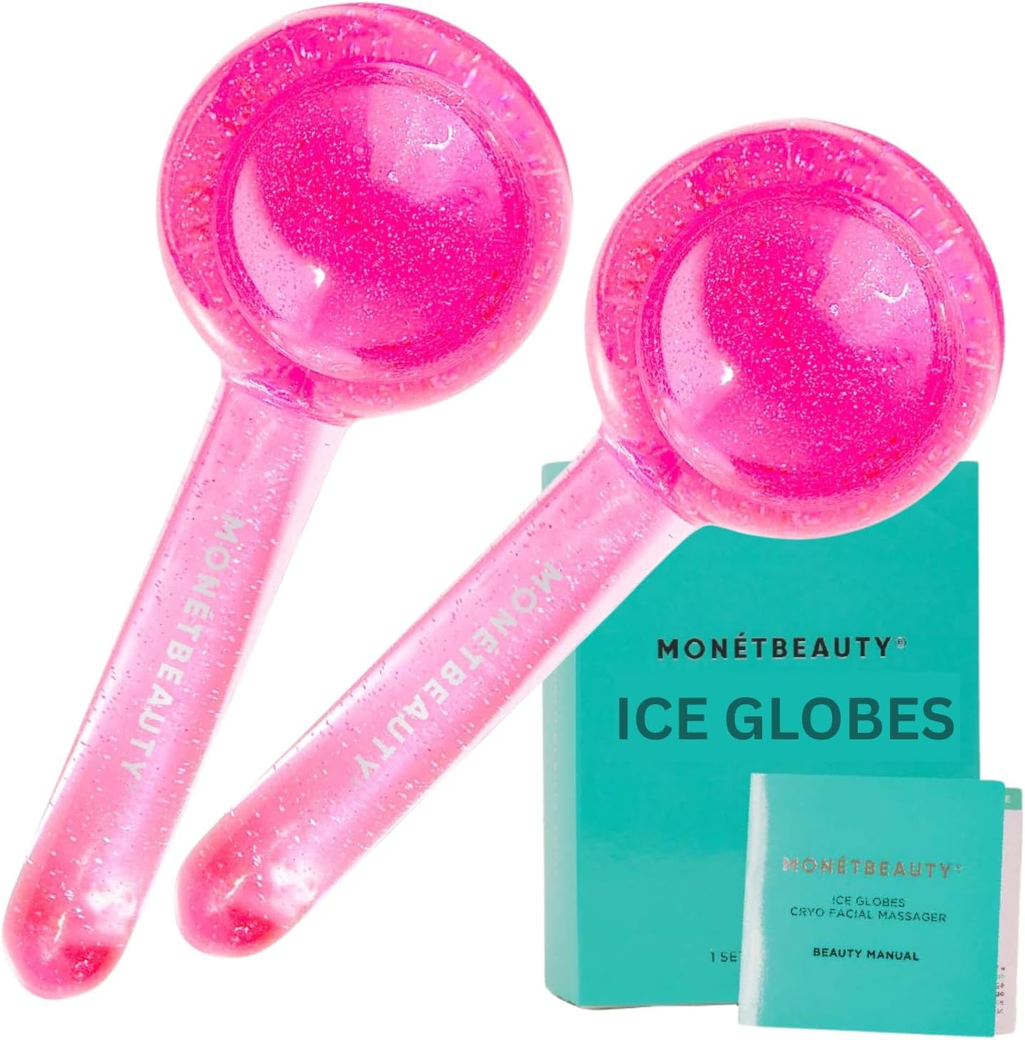Ice Globes for Face, Freezer Safe and Highly Effective Facial Globes for Daily Beauty Routines, Face Roller to Tighten Skin, Reduce Puffiness, Enhance Circulation and Complexion (Pink)