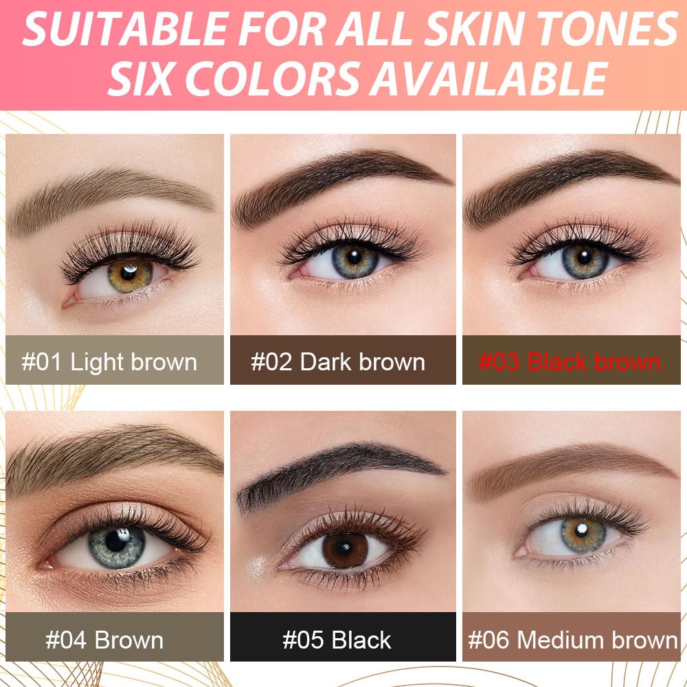 evpct 2Pcs Black Brown Magic Microblading Dual-Ended Eyebrow Contouring Pen Brow Pencil, with 4 Brush Micro-Fork-Tips Applicator and Precise Brush-Tip Hair Like Strokes, Dual-ended Eyebrow Brush