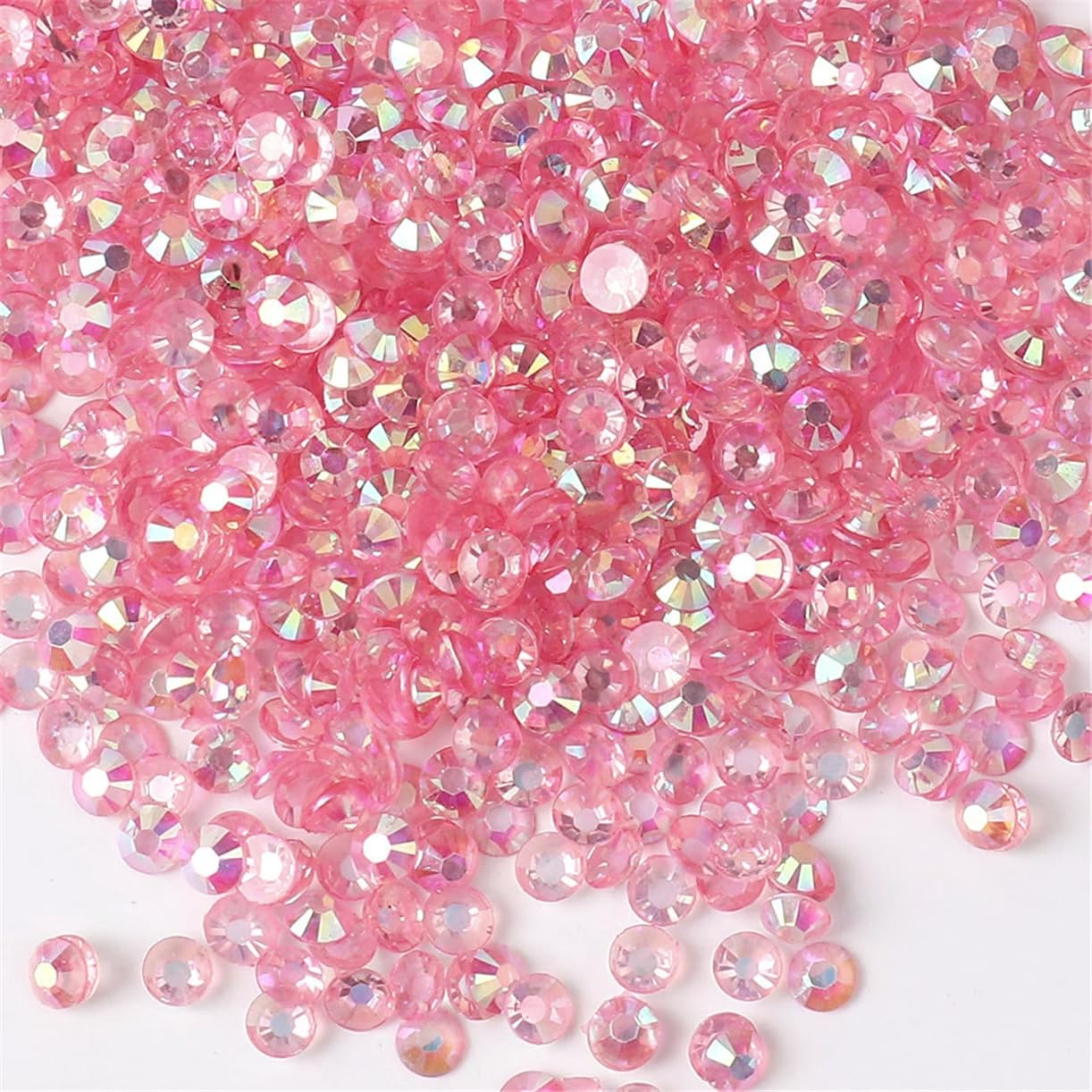1000 Pieces SS20 5mm Flatback Rhinestones AB Clear Round Gems Crystals for Nail Art DIY Crafts Clothes Shoes Bags （Transparent Light Pink AB）