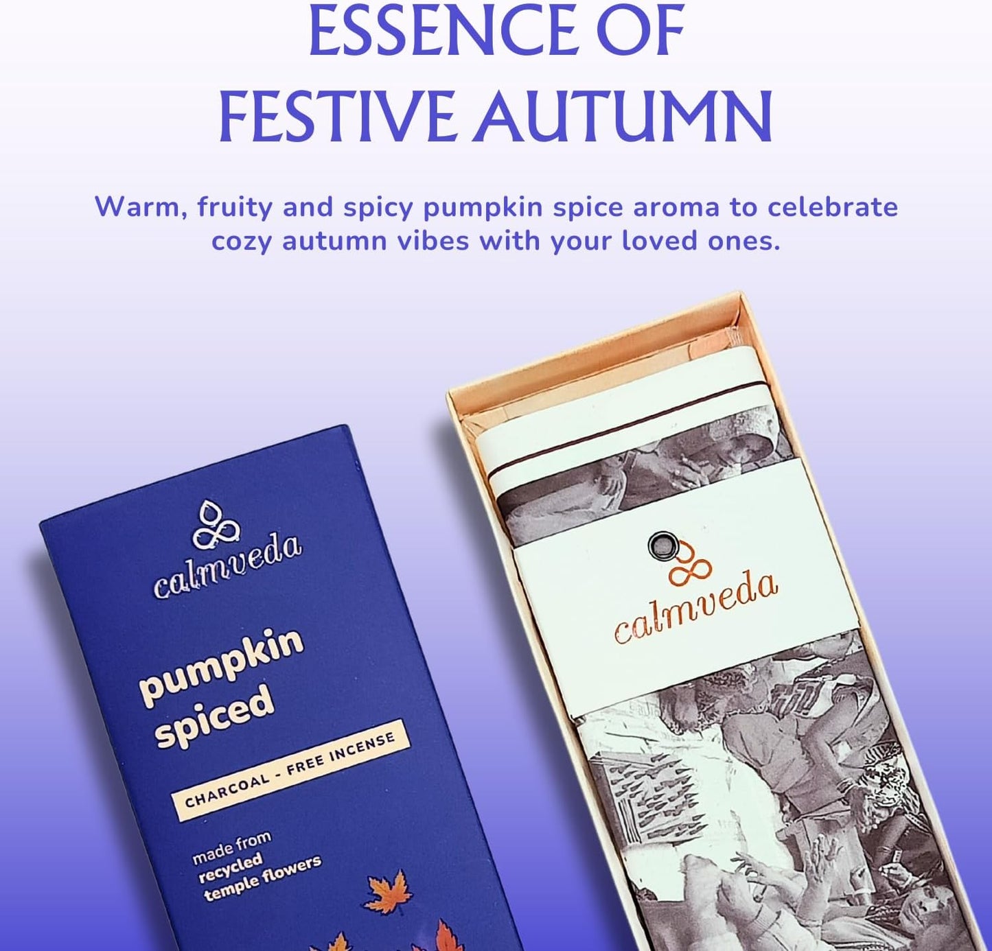 Winter Pumpkin Spice Incense Sticks - (80 Insenses) Charcoal Free,Made from Upcycled Flowers | Fall with Fruity-Spicy Aroma,Create Spooky Pagan Decor These Halloween