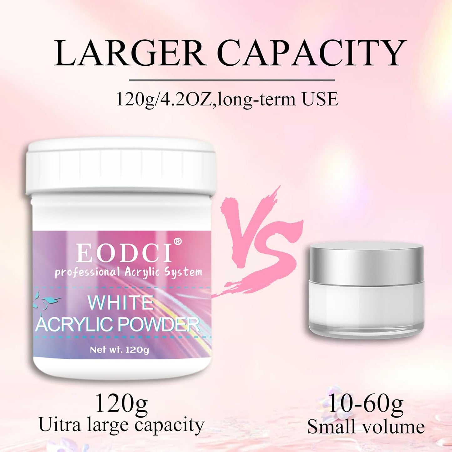 Clear Acrylic Nail Powder Professional 120g Acrylic Nail Powder Polymer for 3D French Nail Manicure Extension Nail Carving Large Capacity