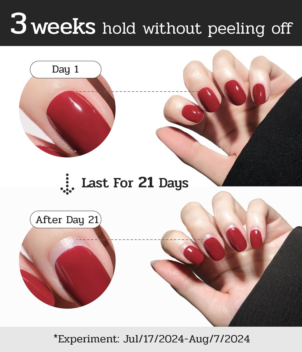 Nail Polish Strips - 22 Pcs Salon Quality Gel Nail Stickers - Long Lasting Wraps (Ruby Night Red)
