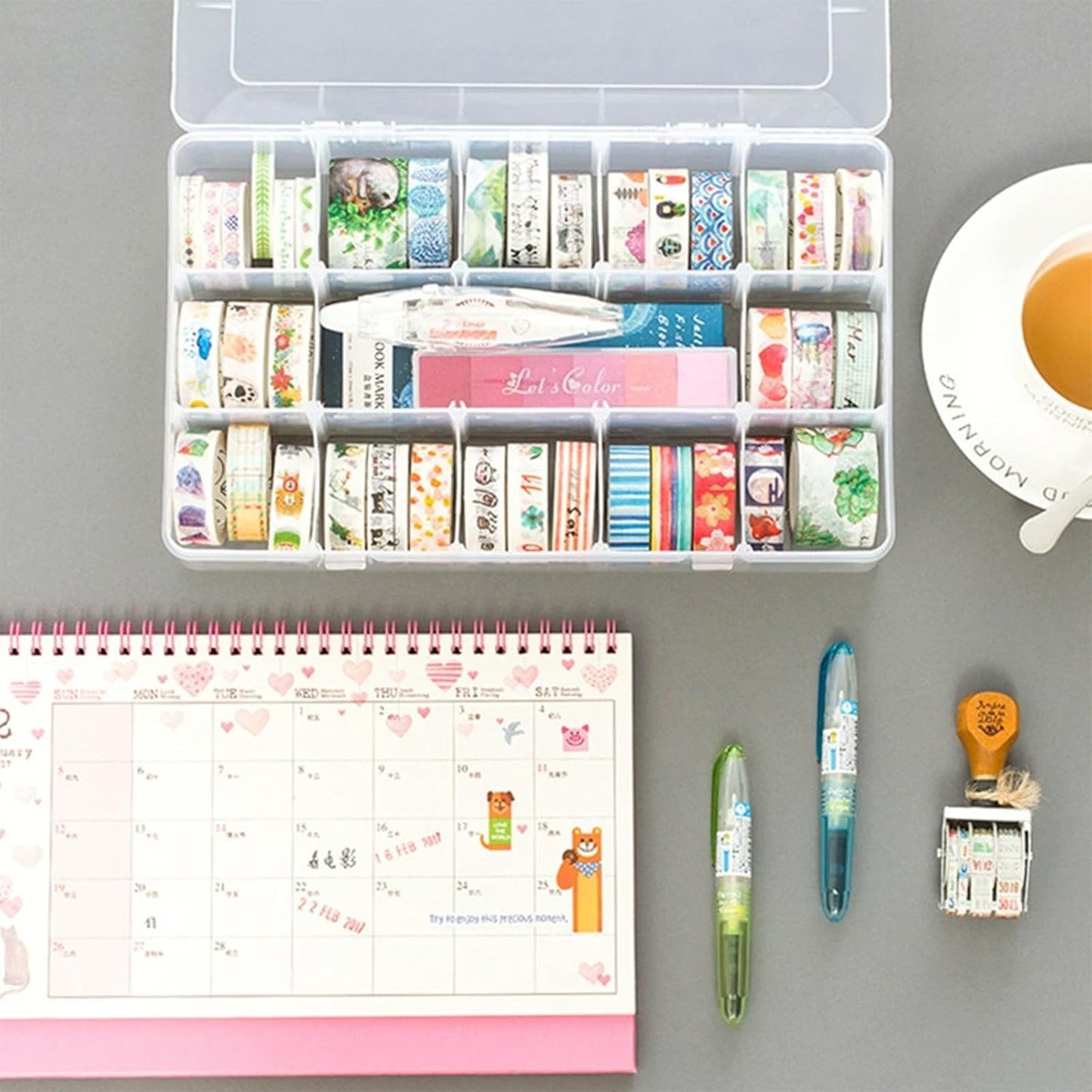 15 Large Grids Plastic Organizer Box with Adjustable Dividers,divided storage containers,jewelry organizer,Clear Storage Box for Jewelry,Art DIY Crafts,Washi Tapes,Beads and Small Parts